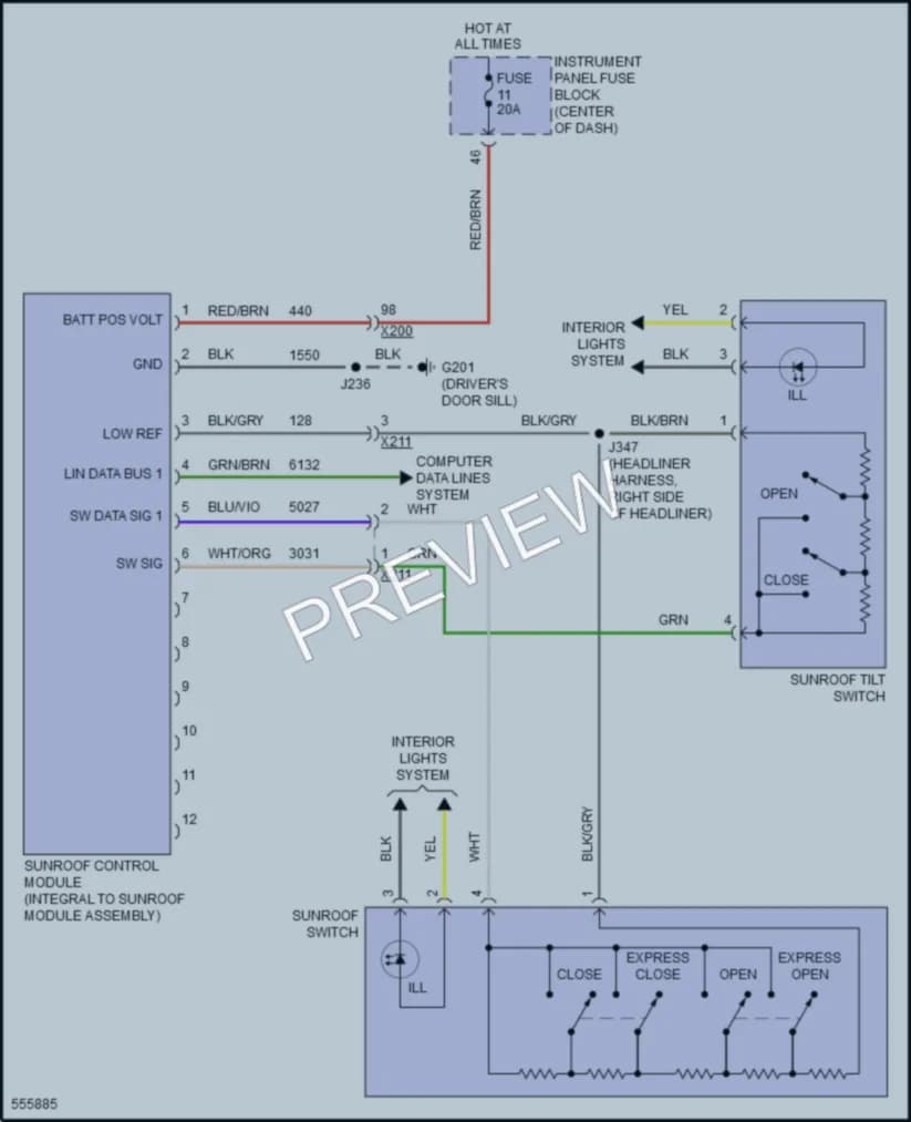 2017 Chevrolet Cruze Power Top Sunroof wiring diagram preview
