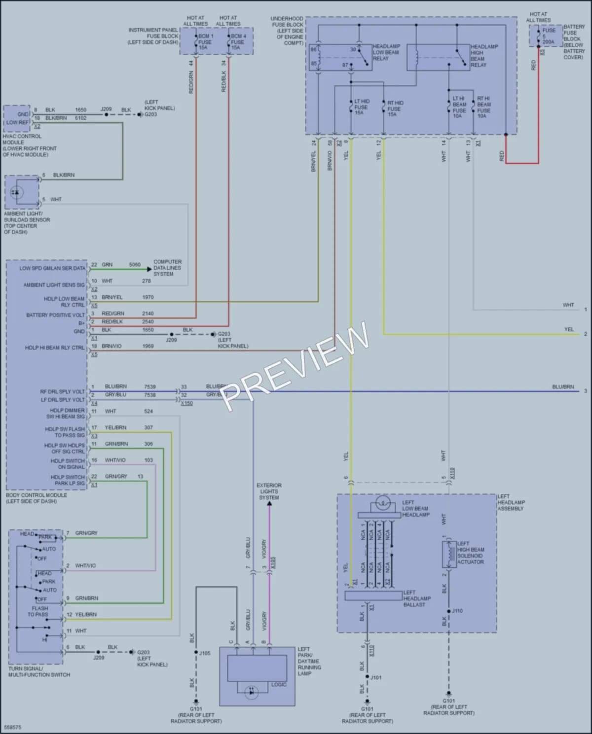 2017 Chevrolet Impala Headlights wiring diagram preview