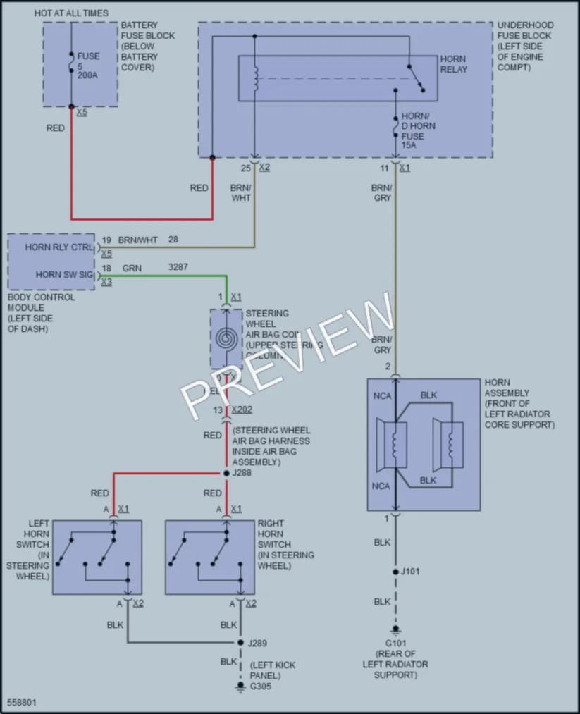 2017 Chevrolet Impala Horn wiring diagram preview