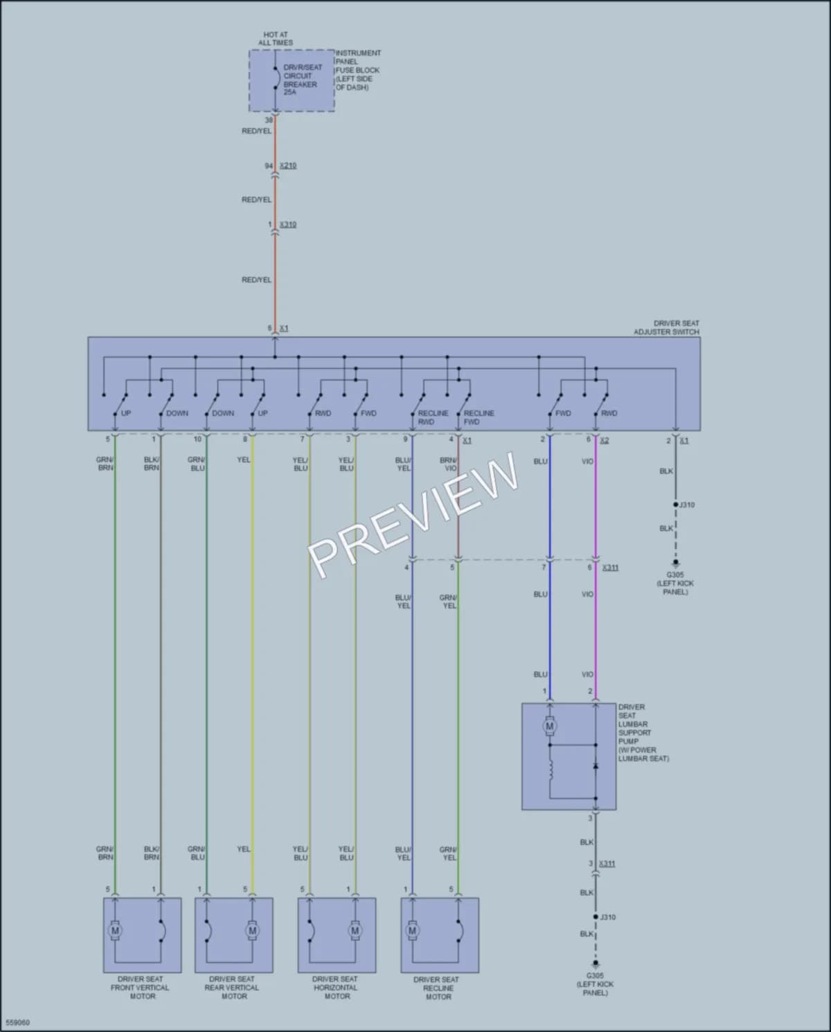 2017 Chevrolet Impala Power Seats wiring diagram preview