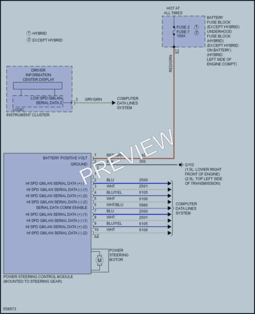 2017 Chevrolet MalibuHybrid Electronic Power Steering wiring diagram preview