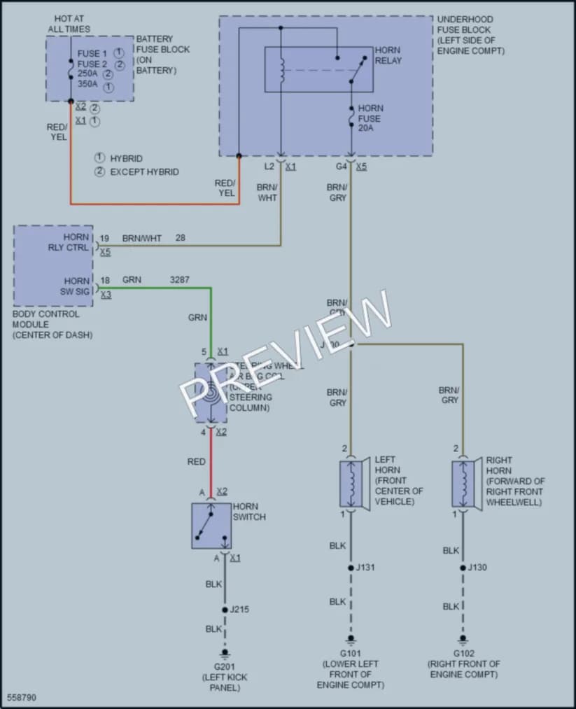 2017 Chevrolet MalibuHybrid Horn wiring diagram preview