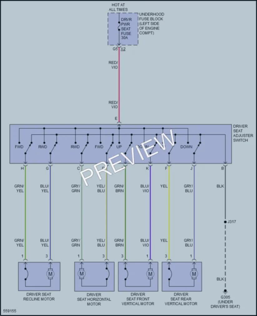 2017 Chevrolet MalibuHybrid Power Seats wiring diagram preview