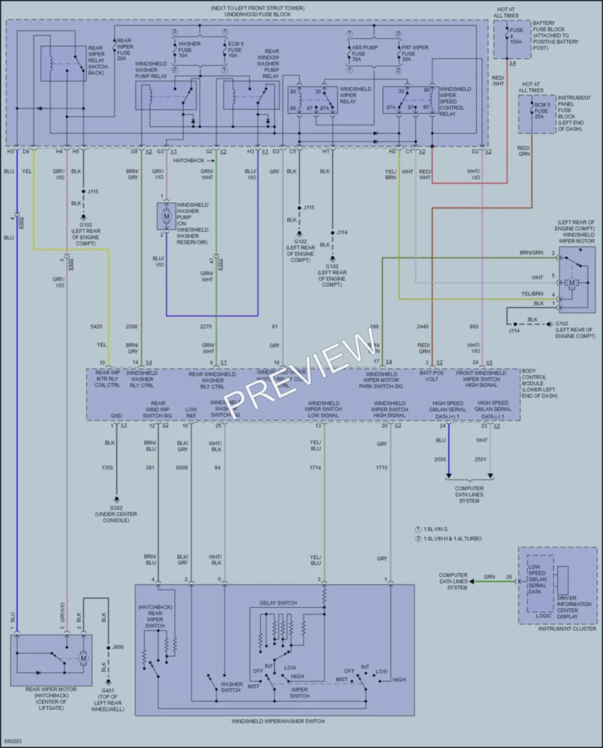 2017 Chevrolet Sonic Wiper Washer wiring diagram preview