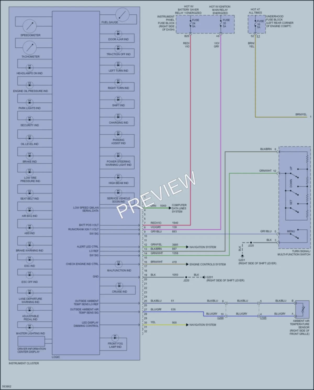 2017 Chevrolet Spark Instrument Cluster wiring diagram preview