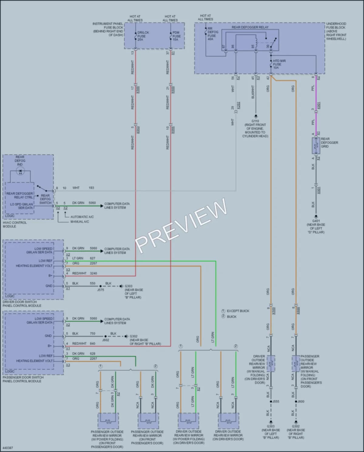 2017 Chevrolet Traverse Defoggers wiring diagram preview
