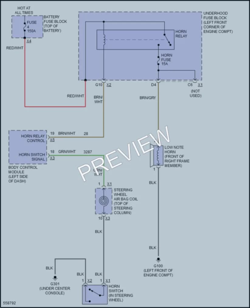 2017 Chevrolet Trax Horn wiring diagram preview