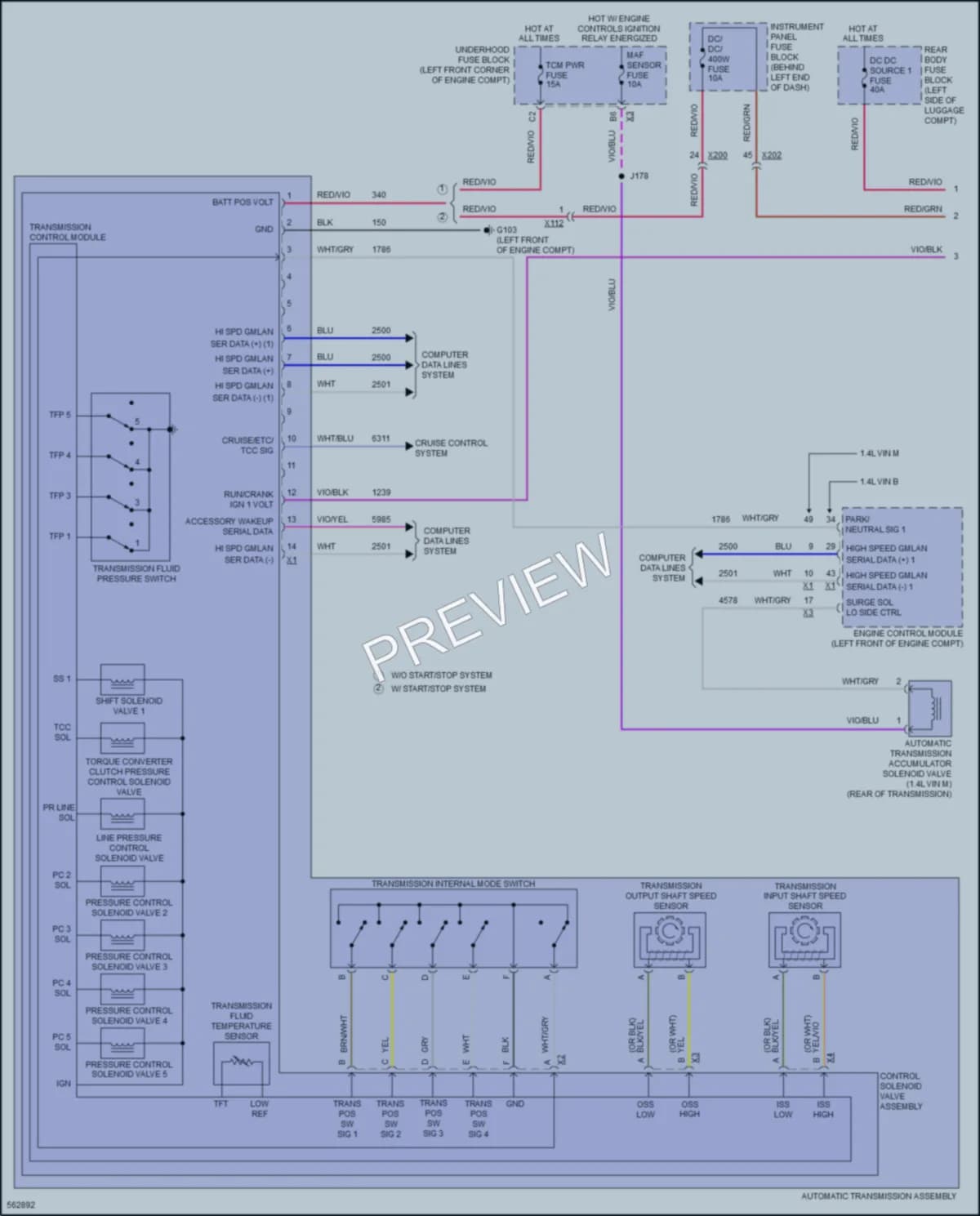2017 Chevrolet Trax Transmission wiring diagram preview