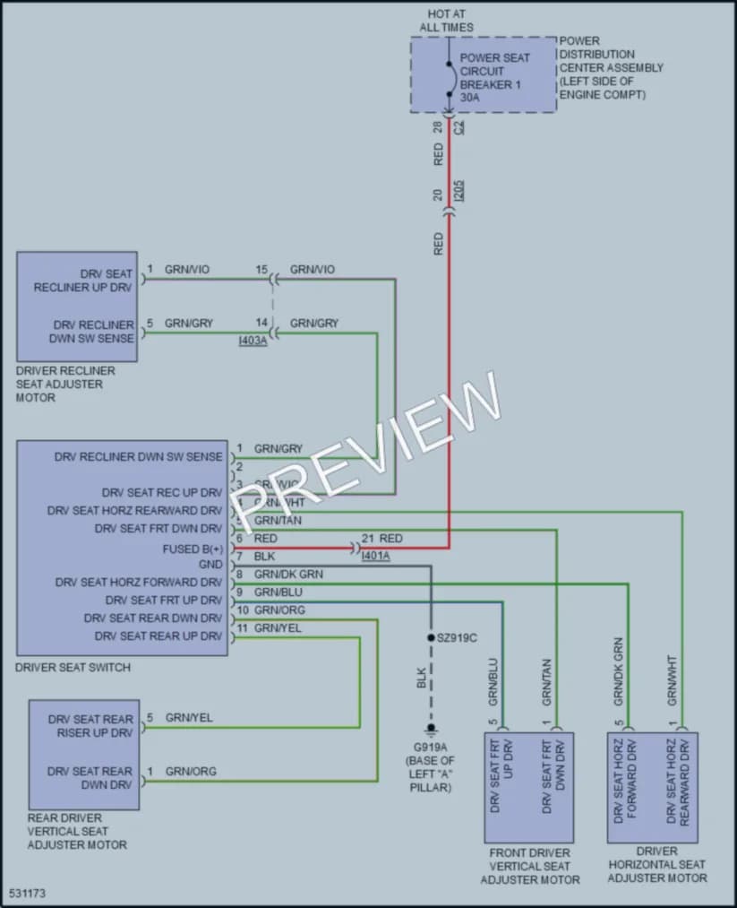 2017 Chrysler 200 Power Seats wiring diagram preview