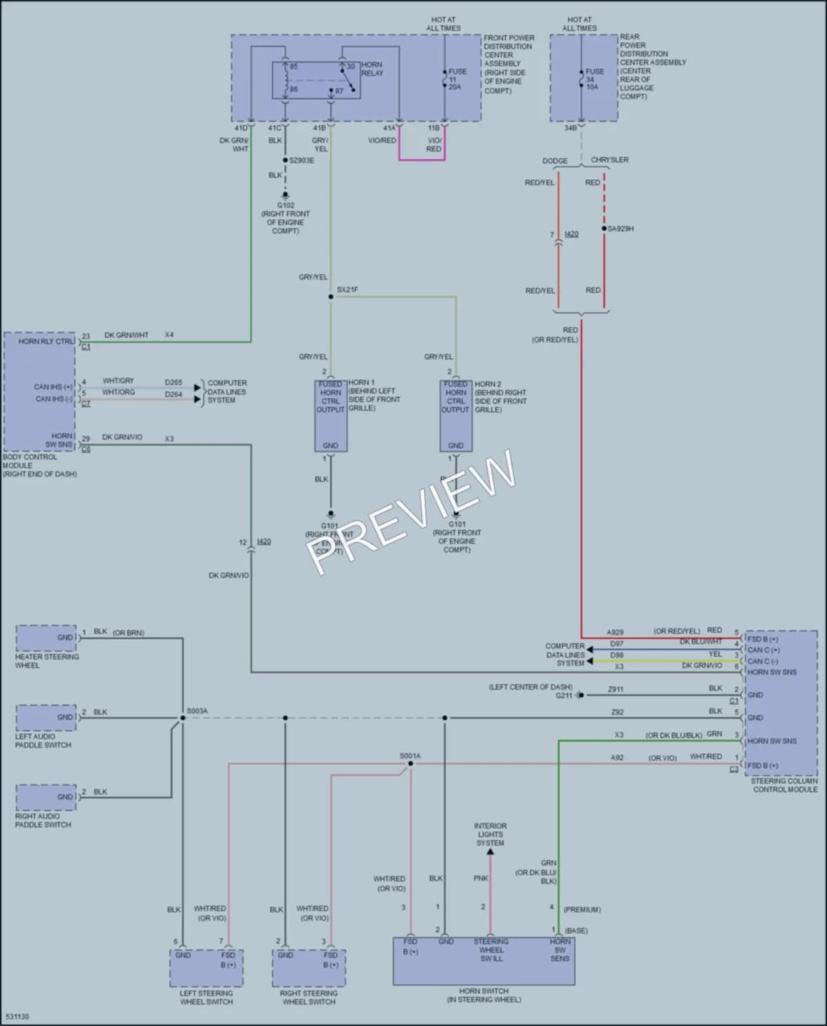 2017 Chrysler 300 Horn wiring diagram preview