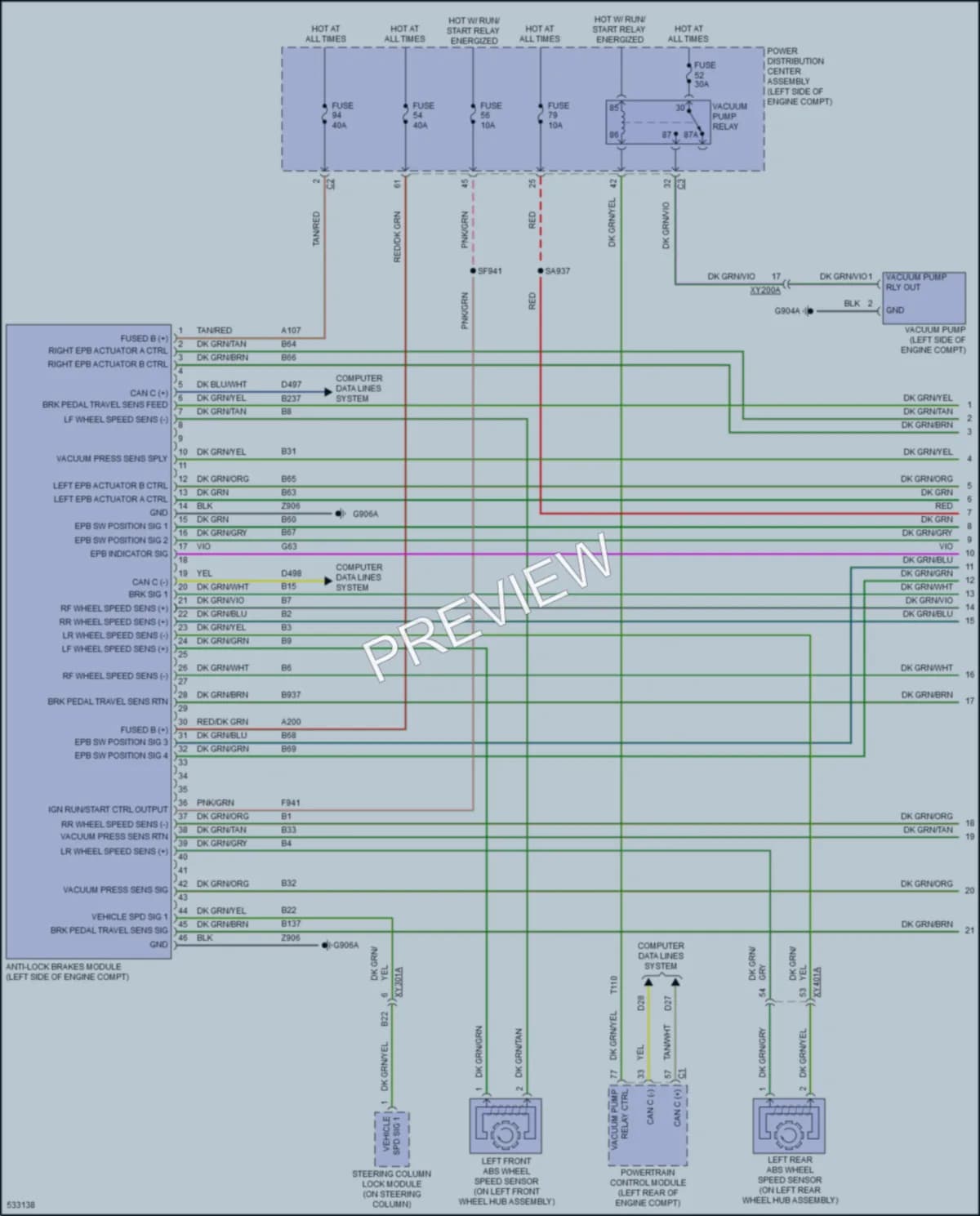 2017 Chrysler PacificaHybrid Anti Lock Brakes wiring diagram preview
