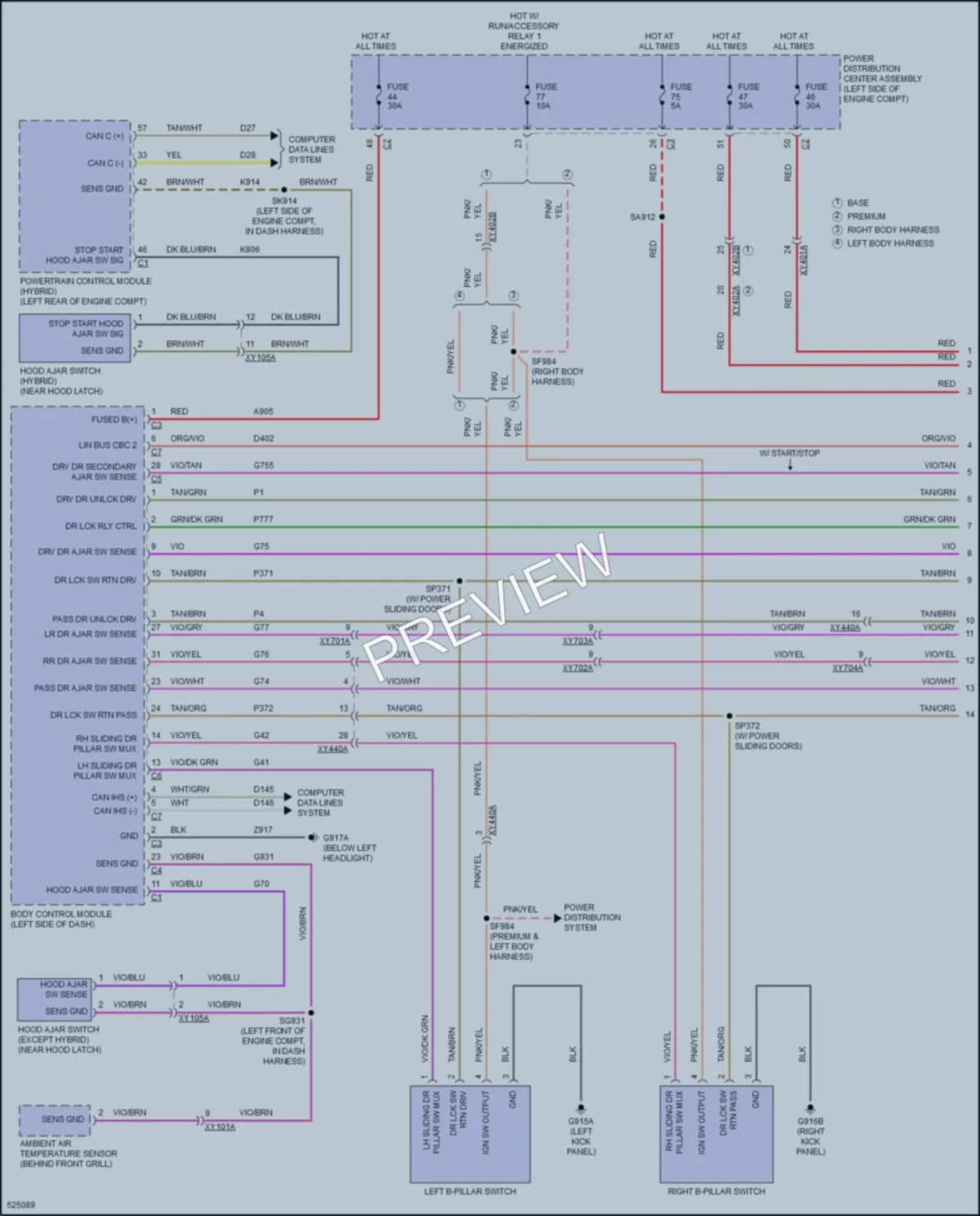 2017 Chrysler PacificaHybrid Power Door Locks wiring diagram preview