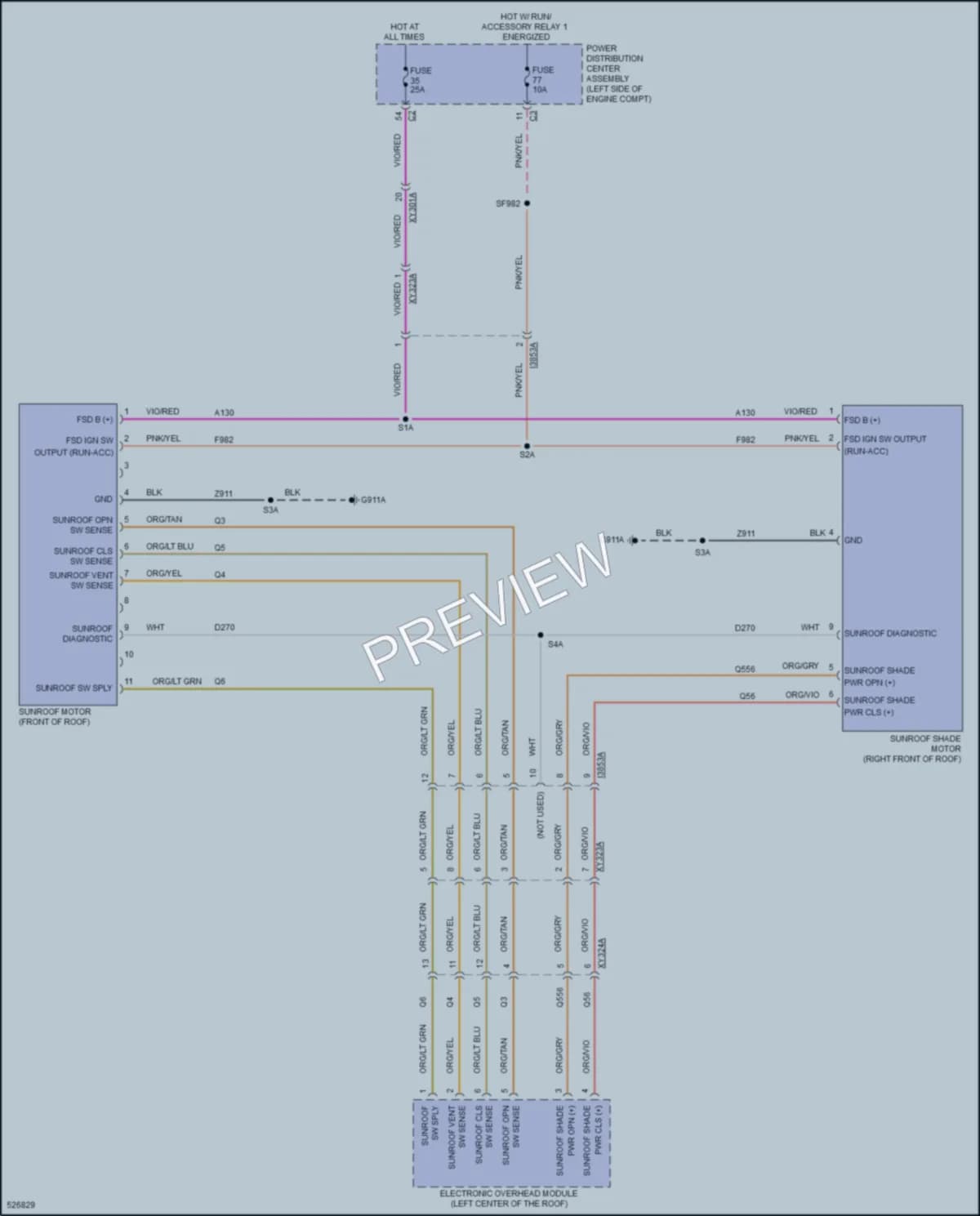 2017 Chrysler PacificaNew Power Top Sunroof wiring diagram preview