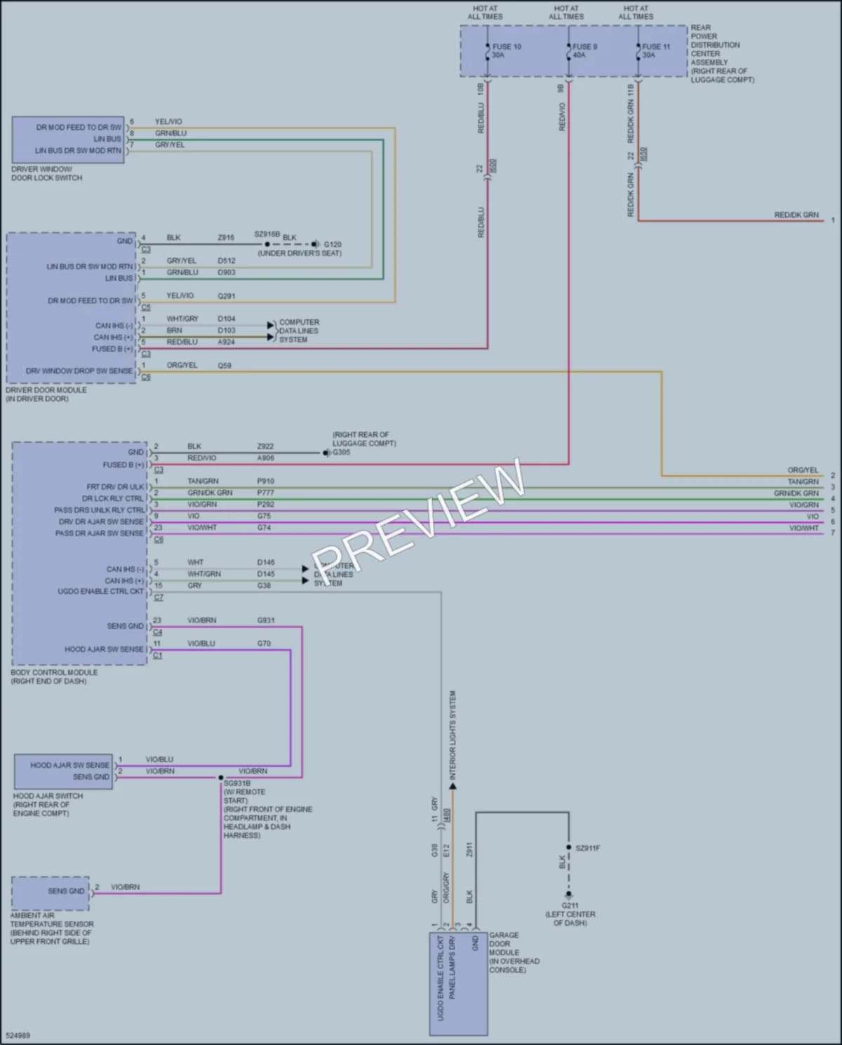 2017 Dodge Challenger Power Door Locks wiring diagram preview