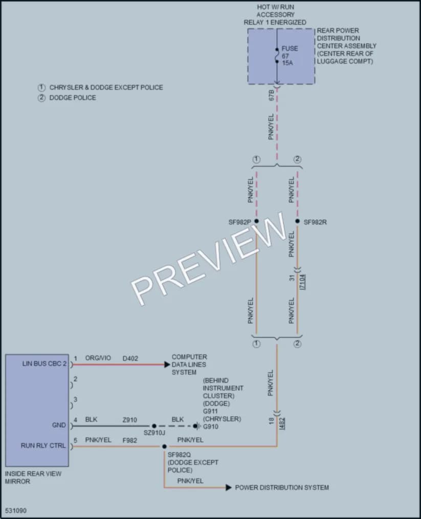 2017 Dodge Charger Power Mirrors wiring diagram preview