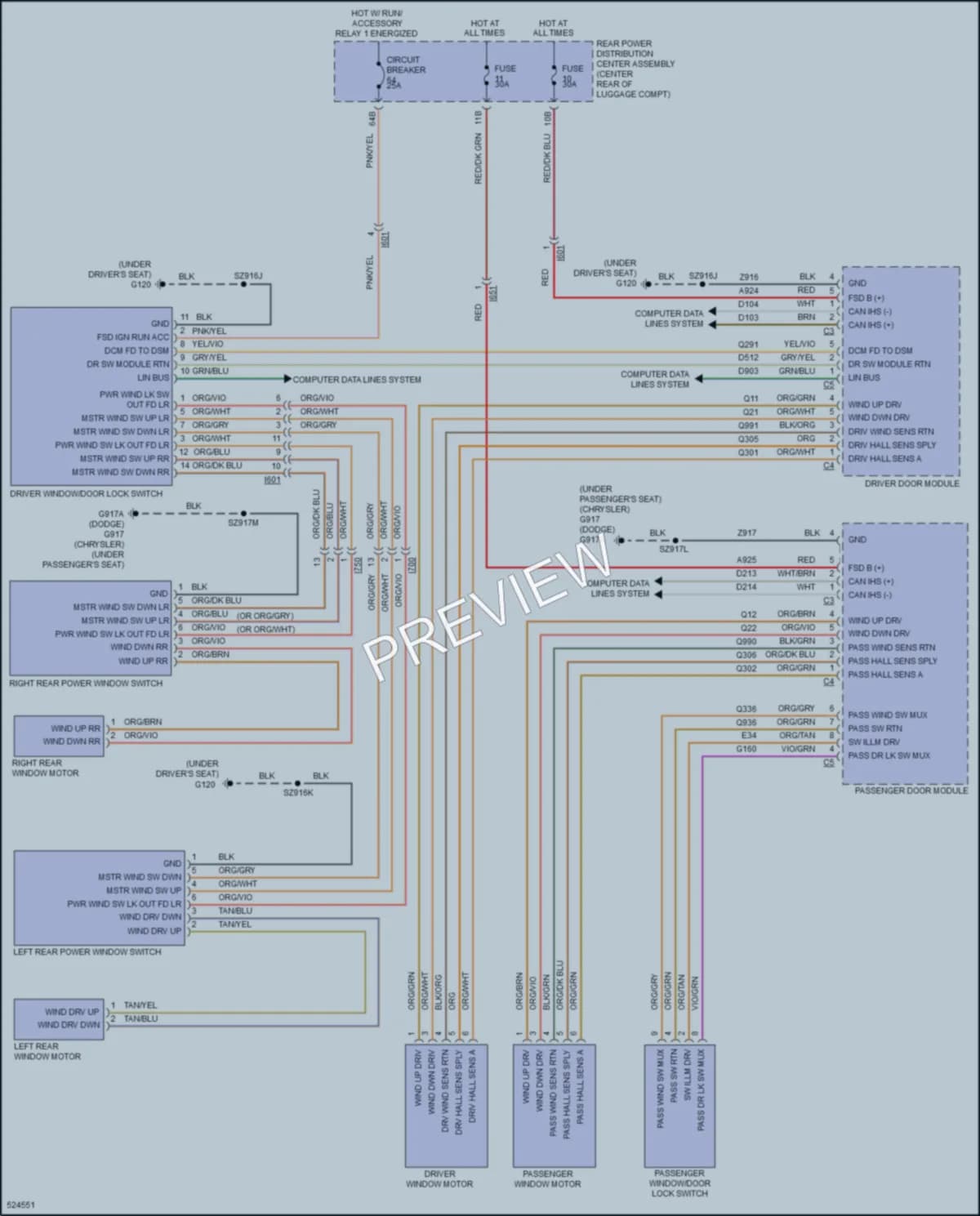 2017 Dodge Charger Power Windows wiring diagram preview