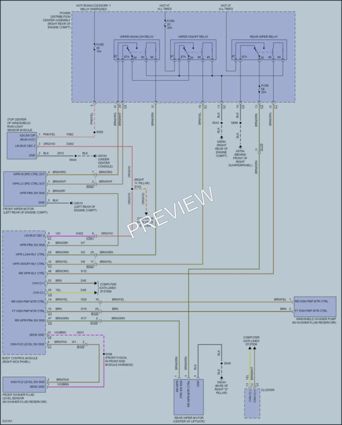 2017 Dodge Durango Wiper Washer wiring diagram preview