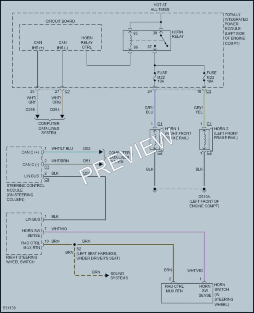 2017 Dodge GrandCaravan Horn wiring diagram preview