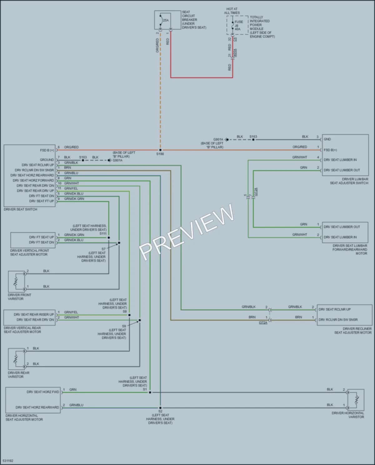 2017 Dodge GrandCaravan Power Seats wiring diagram preview