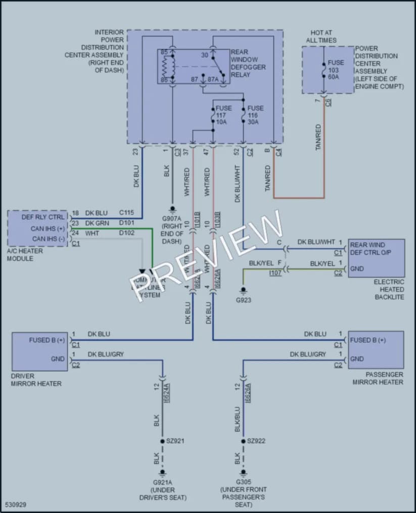 2017 Dodge Journey Defoggers wiring diagram preview