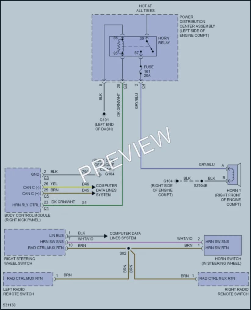 2017 Dodge Journey Horn wiring diagram preview