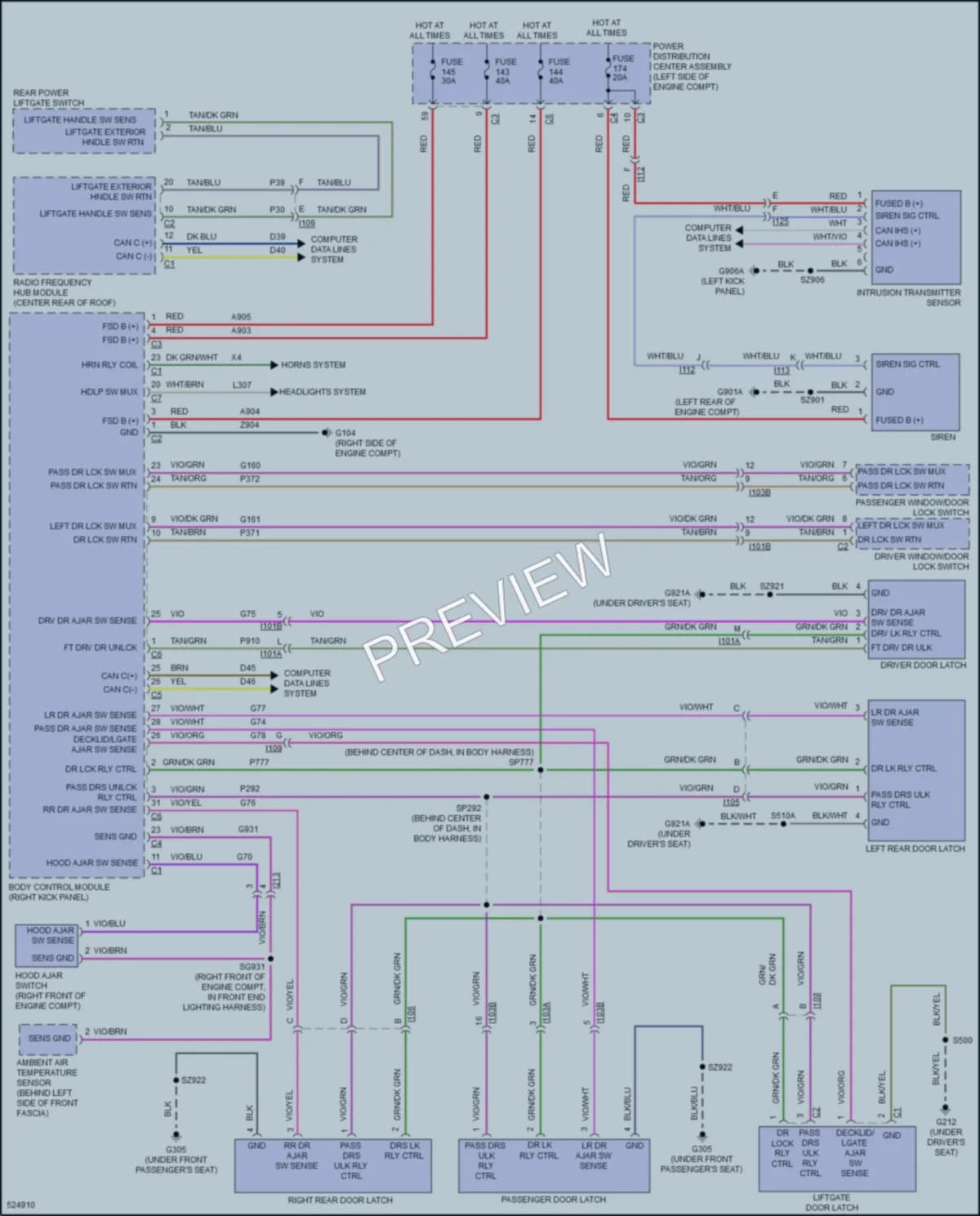 2017 Dodge Journey Power Door Locks wiring diagram preview