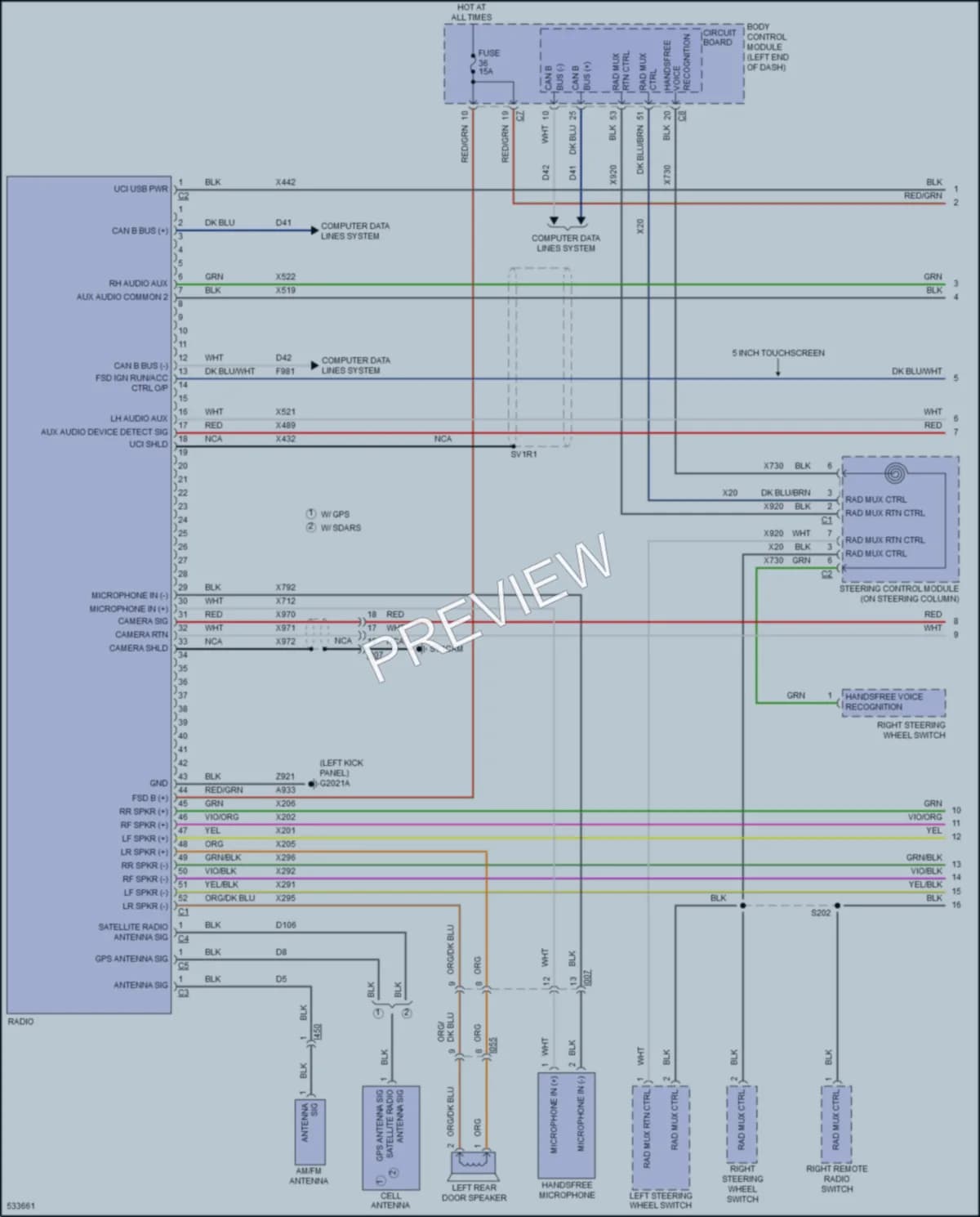 2017 Fiat 500L Navigation wiring diagram preview