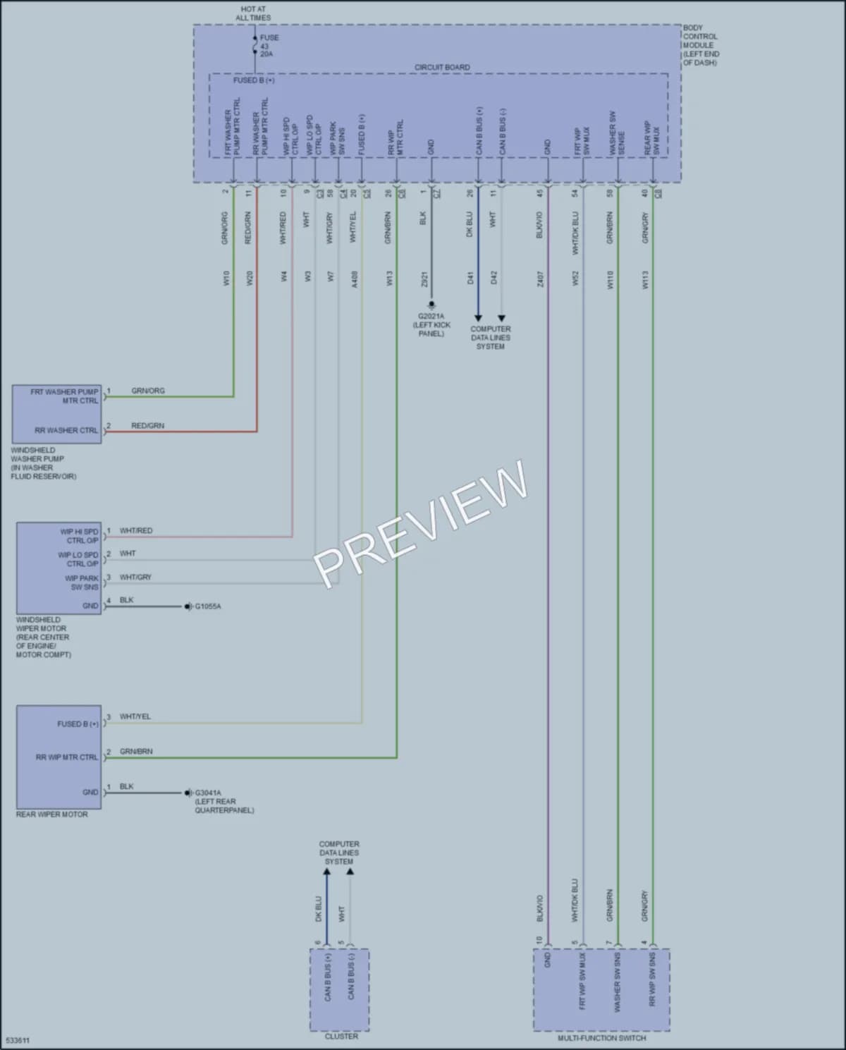 2017 Fiat 500L Wiper Washer wiring diagram preview