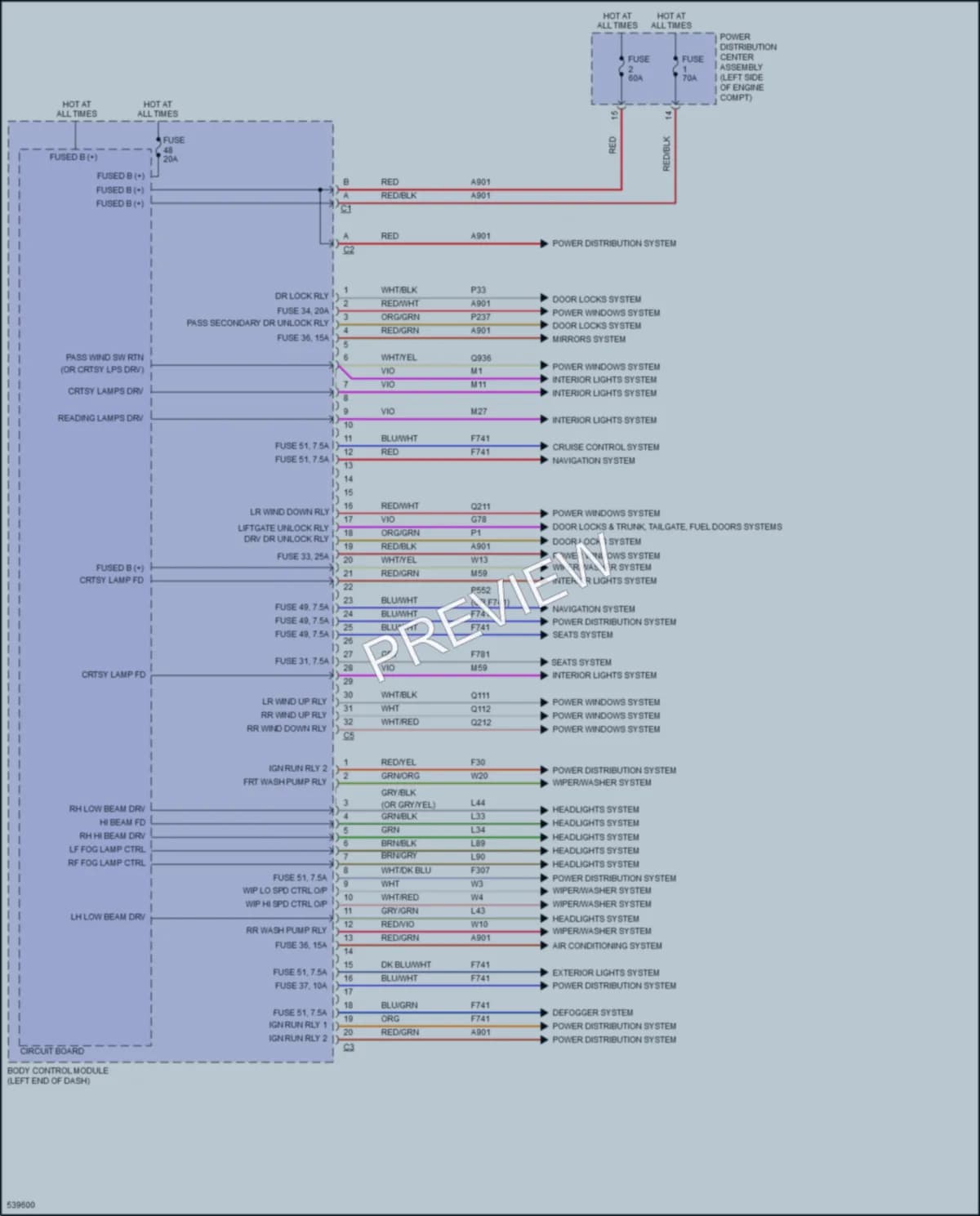 2017 Fiat 500X Body Control Modules wiring diagram preview