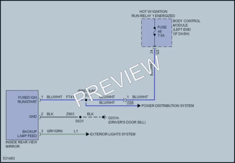 2017 Fiat 500X Power Mirrors wiring diagram preview