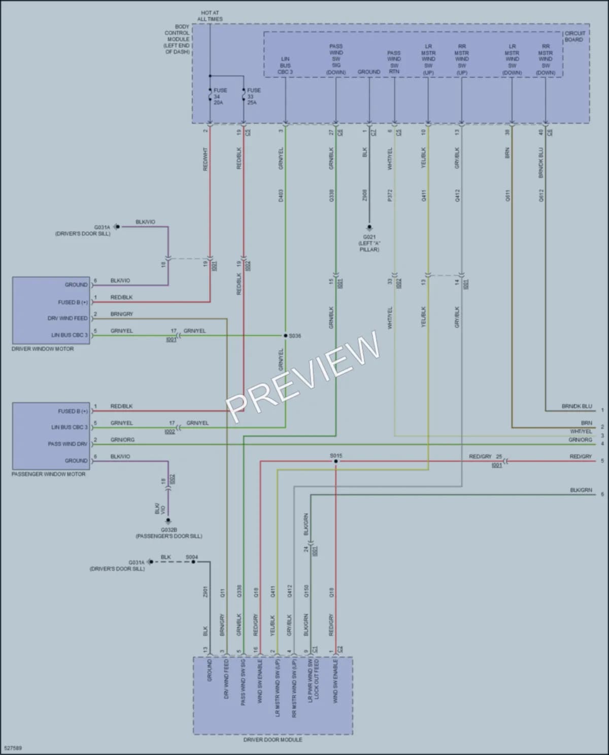2017 Fiat 500X Power Windows wiring diagram preview