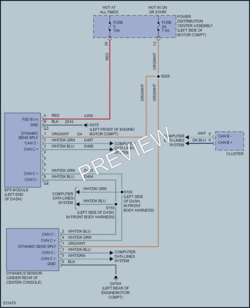 2017 Fiat 500e Electronic Power Steering wiring diagram preview