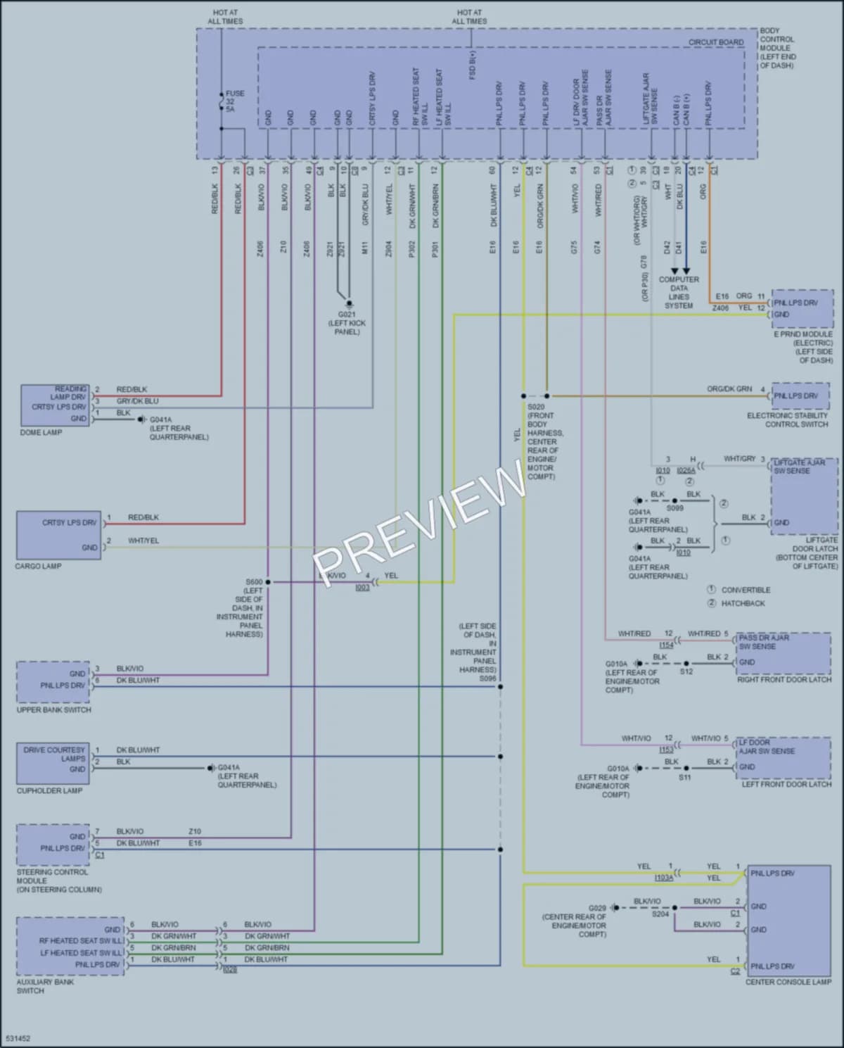 2017 Fiat 500e Interior Lights wiring diagram preview