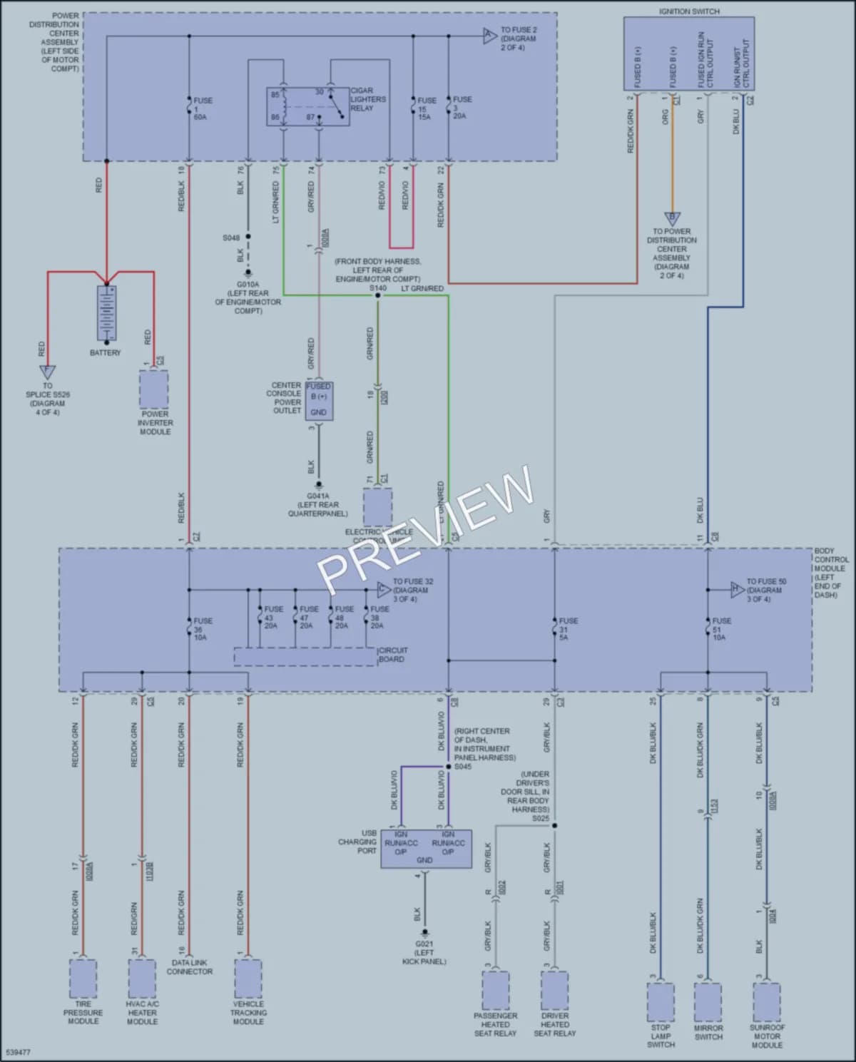 2017 Fiat 500e Power Distribution wiring diagram preview