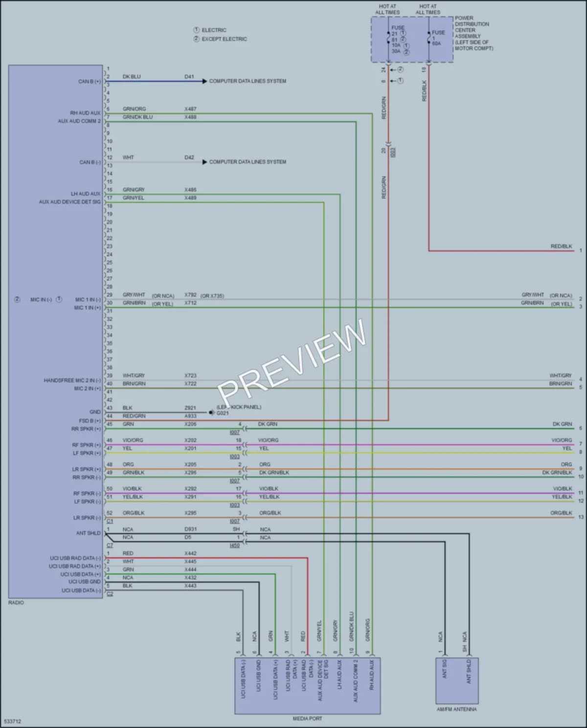 2017 Fiat 500e Radio wiring diagram preview