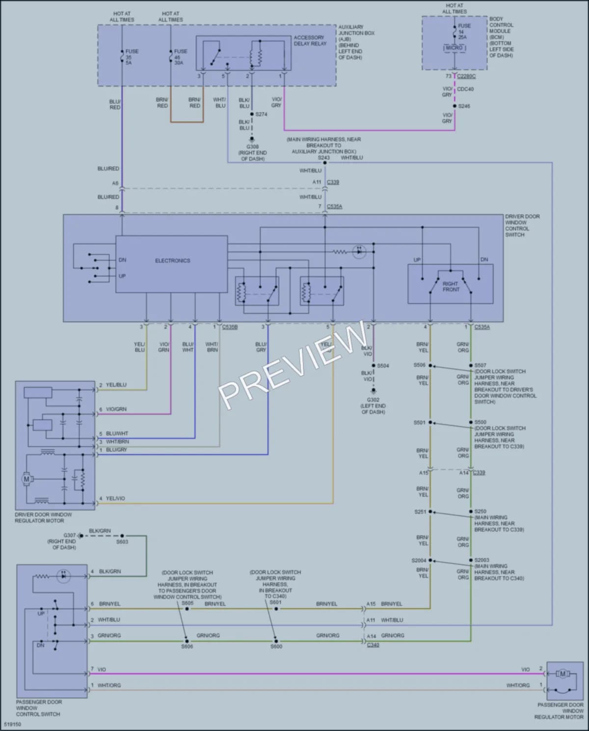2017 Ford 150Transit Power Windows wiring diagram preview