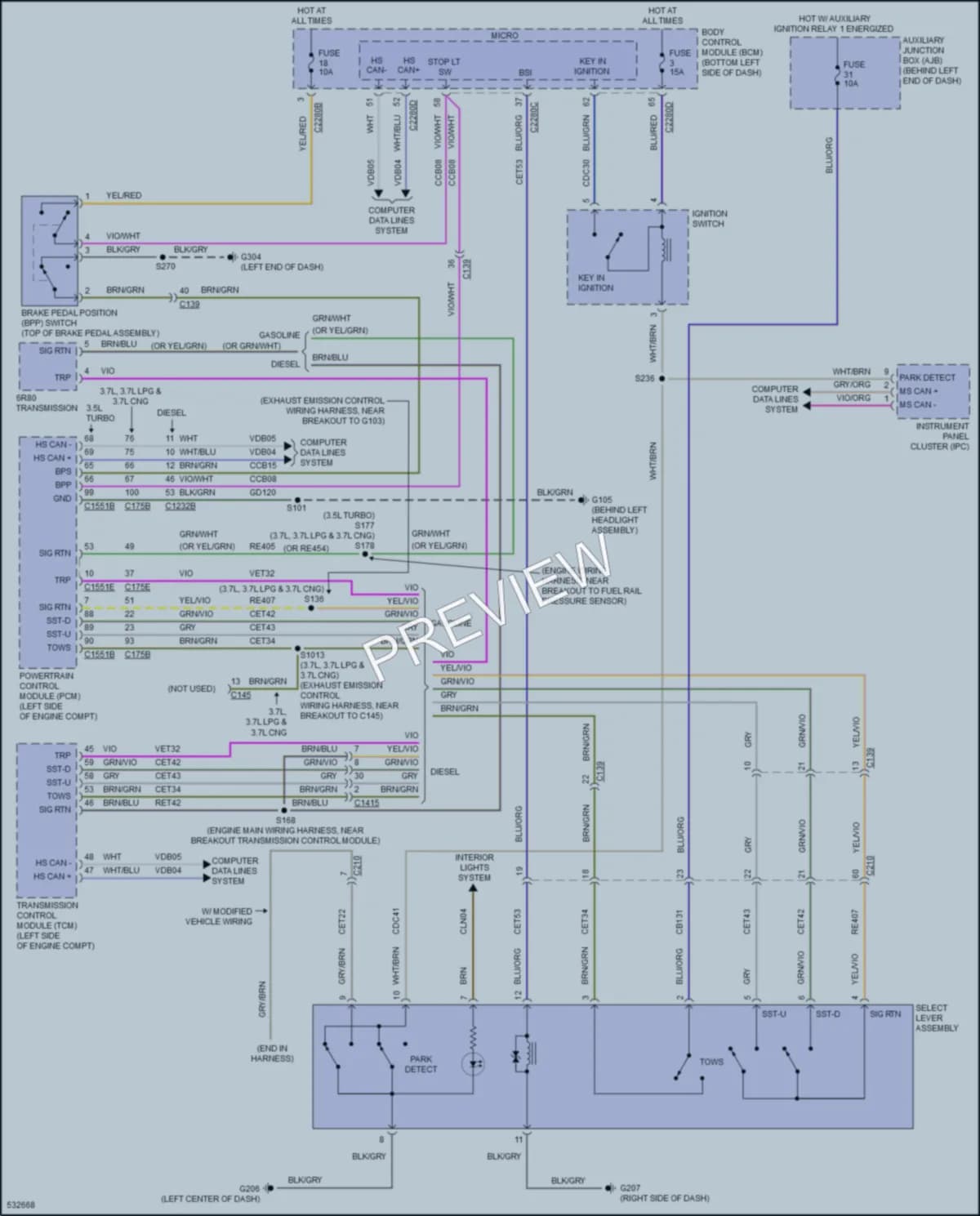 2017 Ford 250Transit Shift Interlock wiring diagram preview