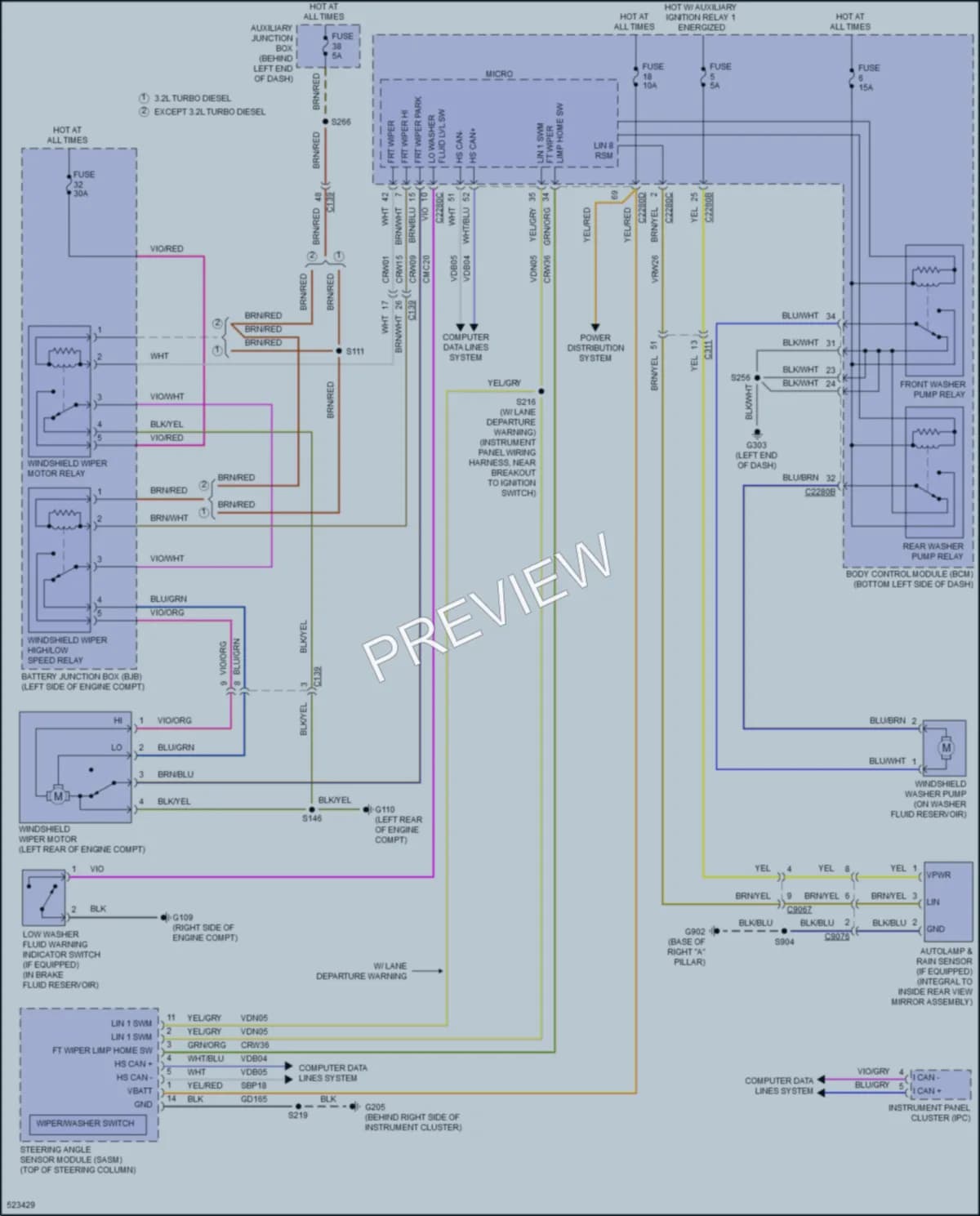 2017 Ford 350Transit Wiper Washer wiring diagram preview