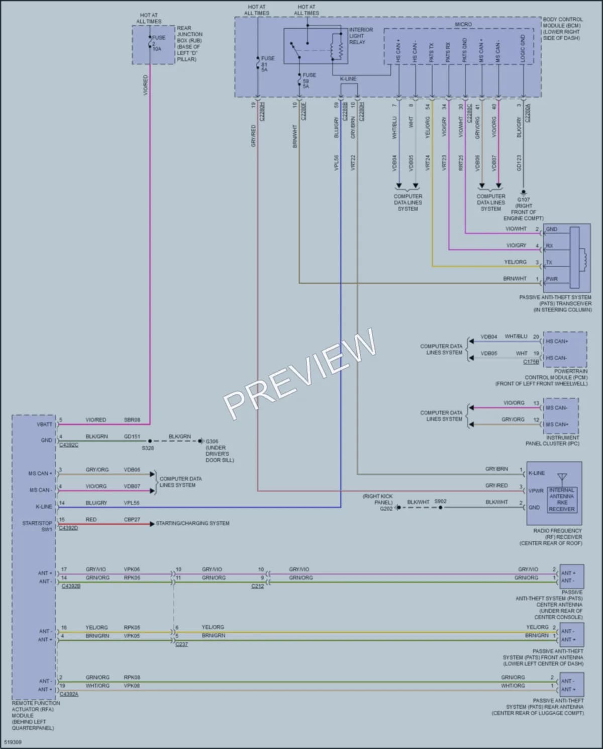 2017 Ford CMaxEnergi Anti Theft wiring diagram preview