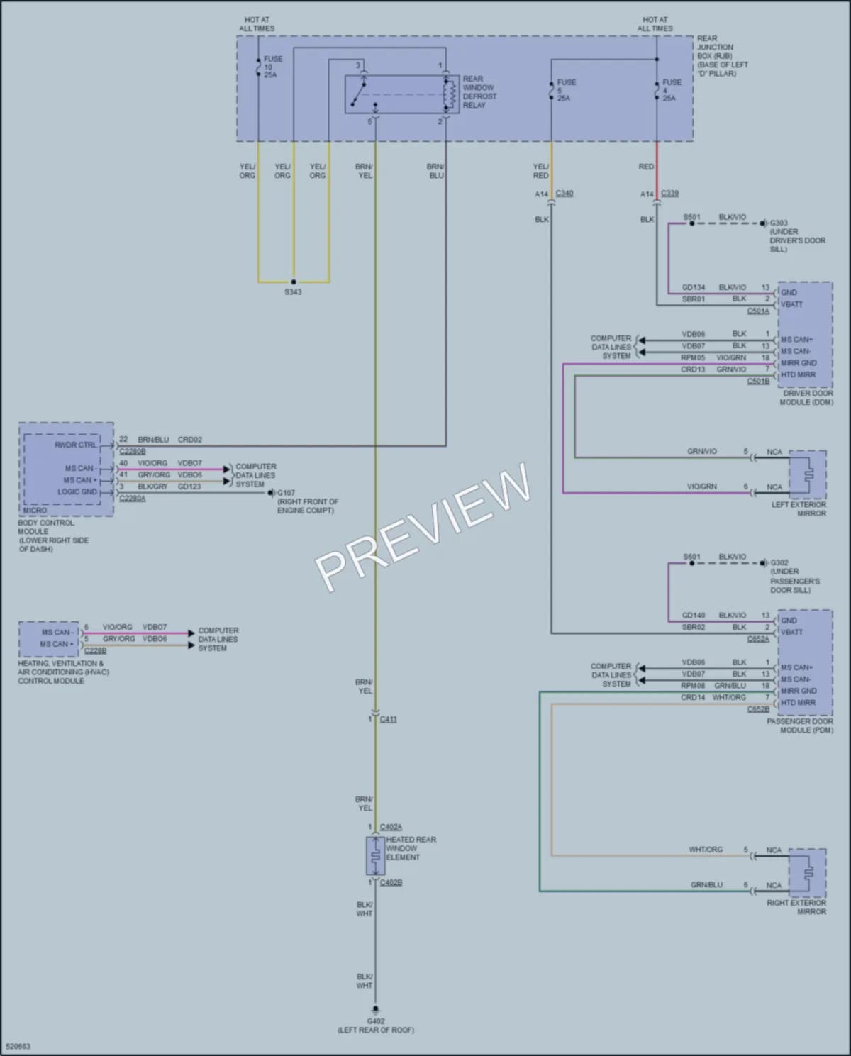 2017 Ford CMaxEnergi Defoggers wiring diagram preview