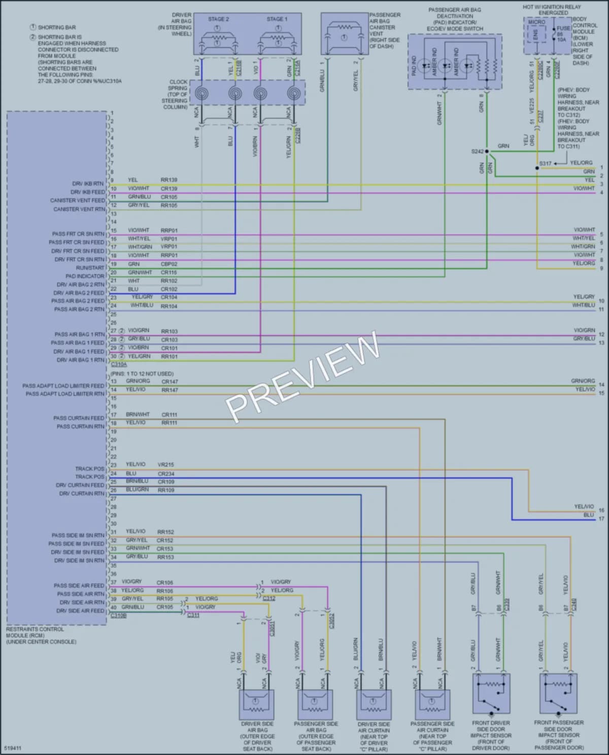 2017 Ford CMaxHybrid Supplemental Restraints wiring diagram preview
