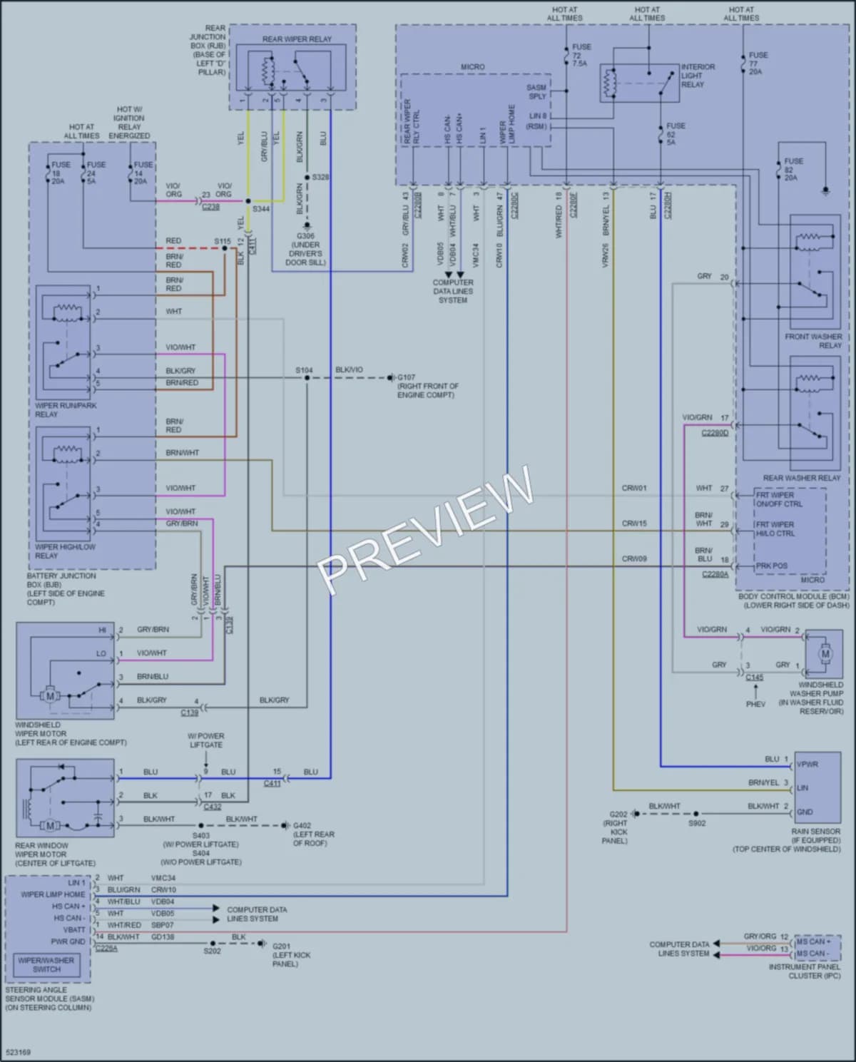 2017 Ford CMaxHybrid Wiper Washer wiring diagram preview