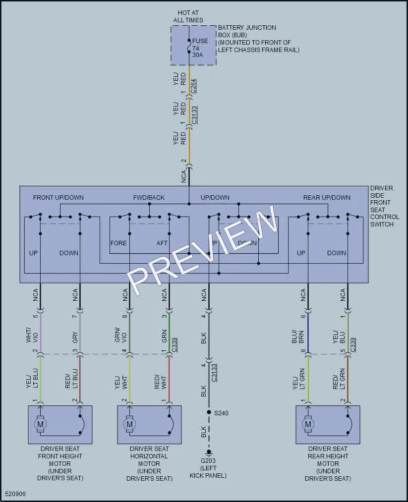 2017 Ford E350Econoline Power Seats wiring diagram preview
