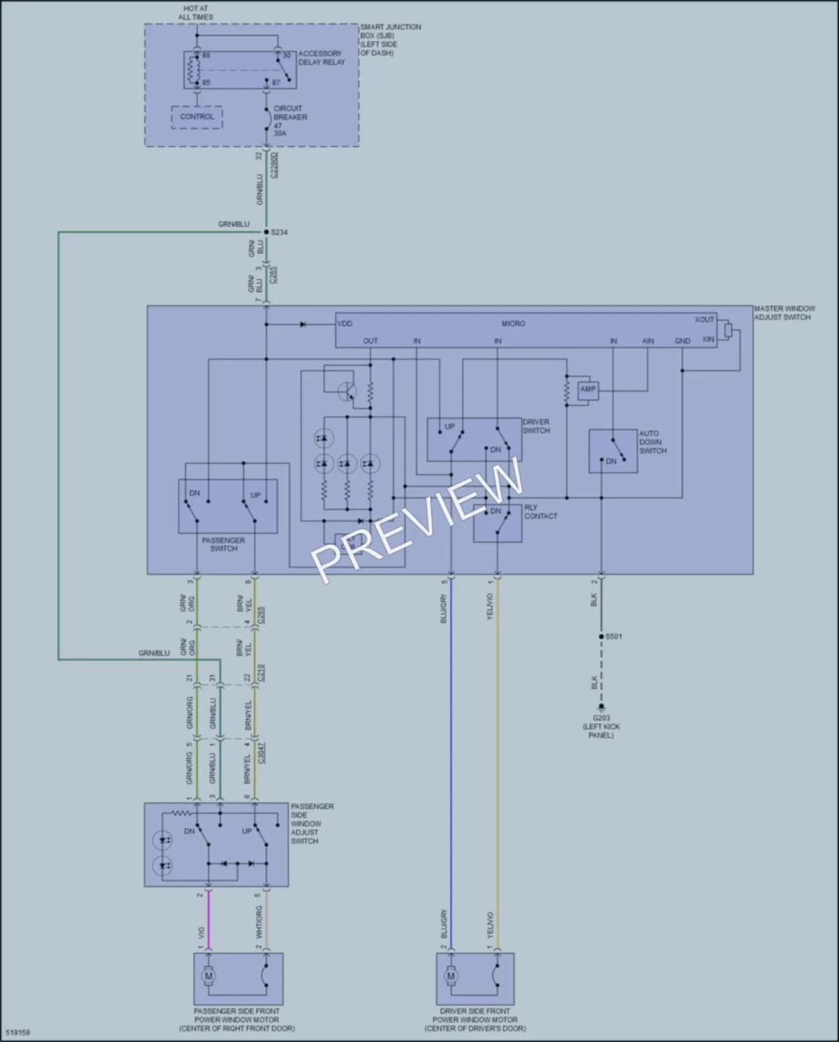 2017 Ford E350Econoline Power Windows wiring diagram preview