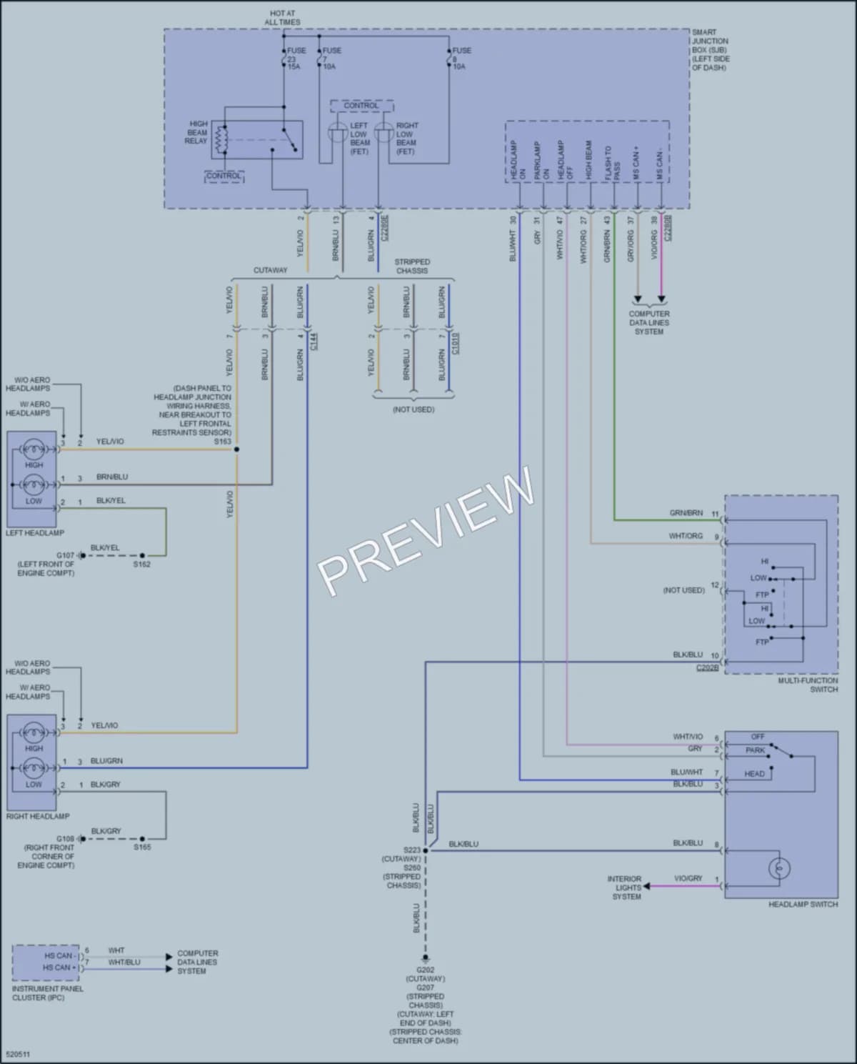 2017 Ford E450Econoline Headlights wiring diagram preview