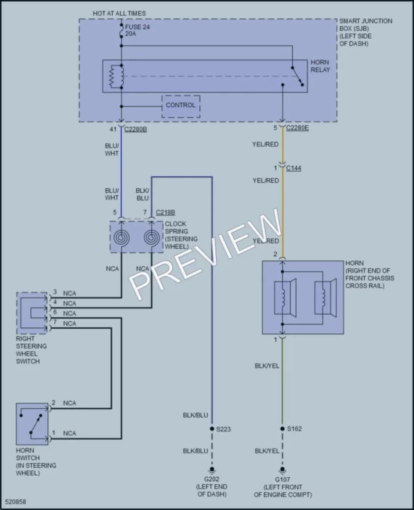 2017 Ford E450Econoline Horn wiring diagram preview