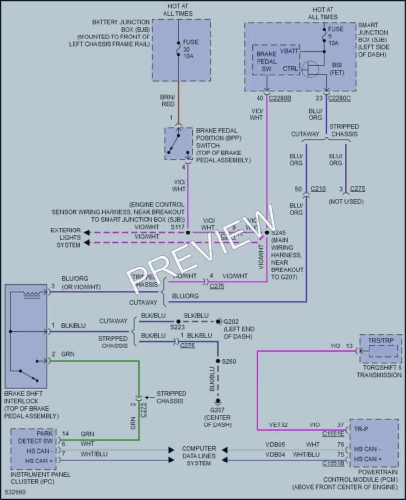 2017 Ford E450Econoline Shift Interlock wiring diagram preview