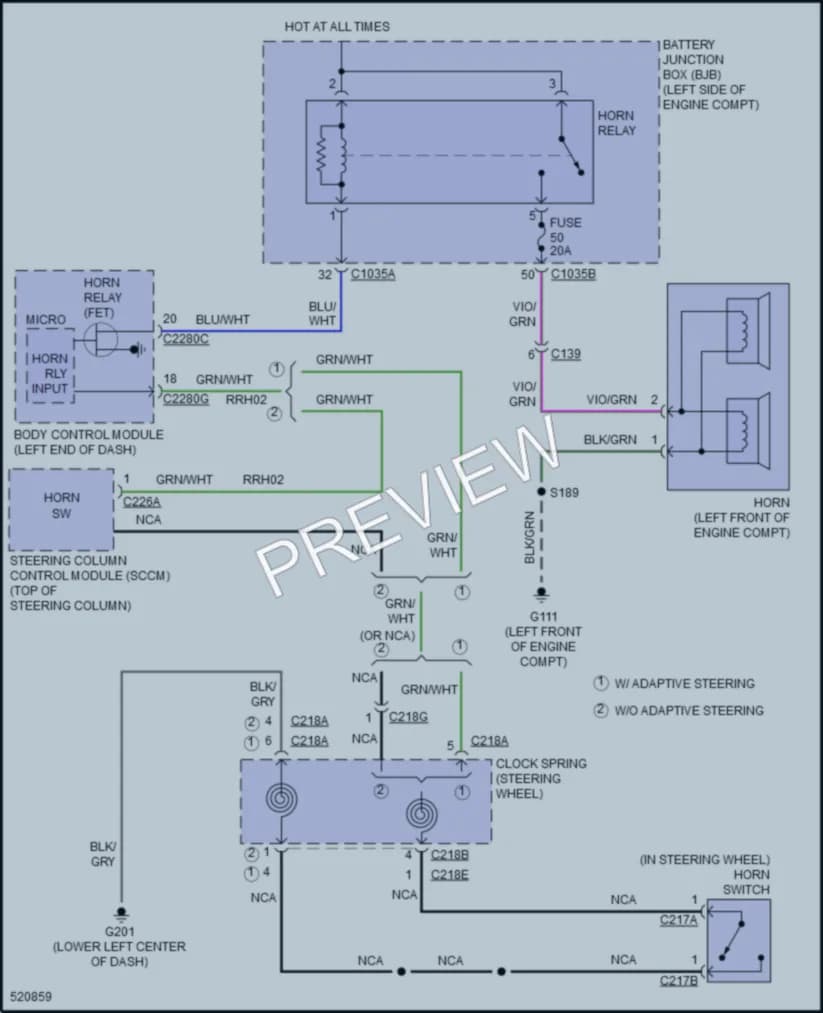 2017 Ford Edge Horn wiring diagram preview