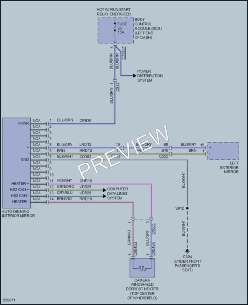 2017 Ford Edge Power Mirrors wiring diagram preview