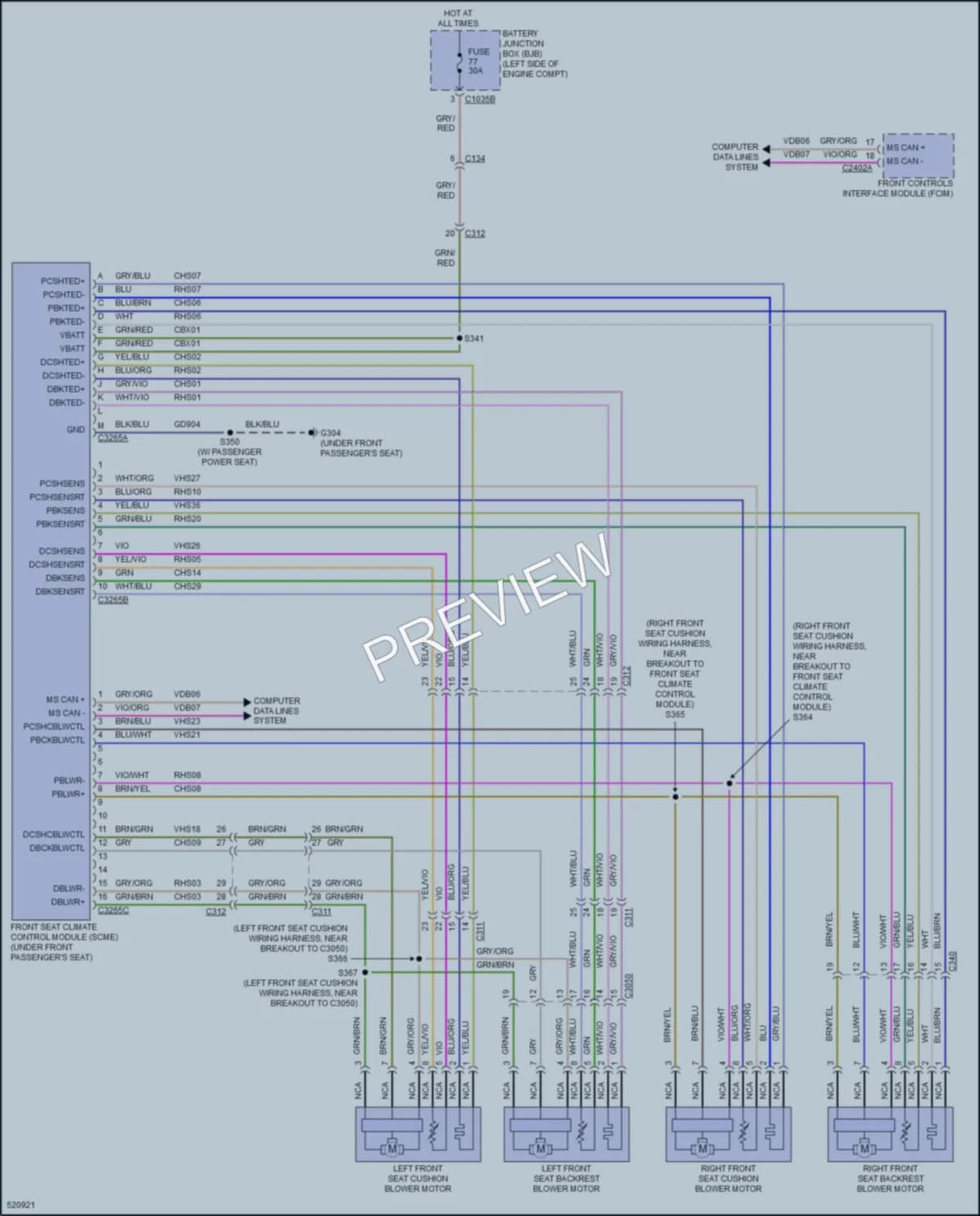 2017 Ford Edge Power Seats wiring diagram preview